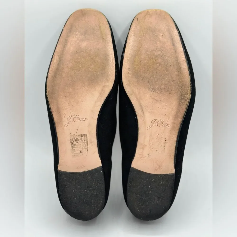 J. Crew Women's Black Suede Smoking Loafers Size 7